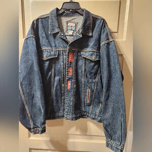 Jordache Vintage Trendy Innovative Fashion Denim Zip Up Trucker Jean Jacket